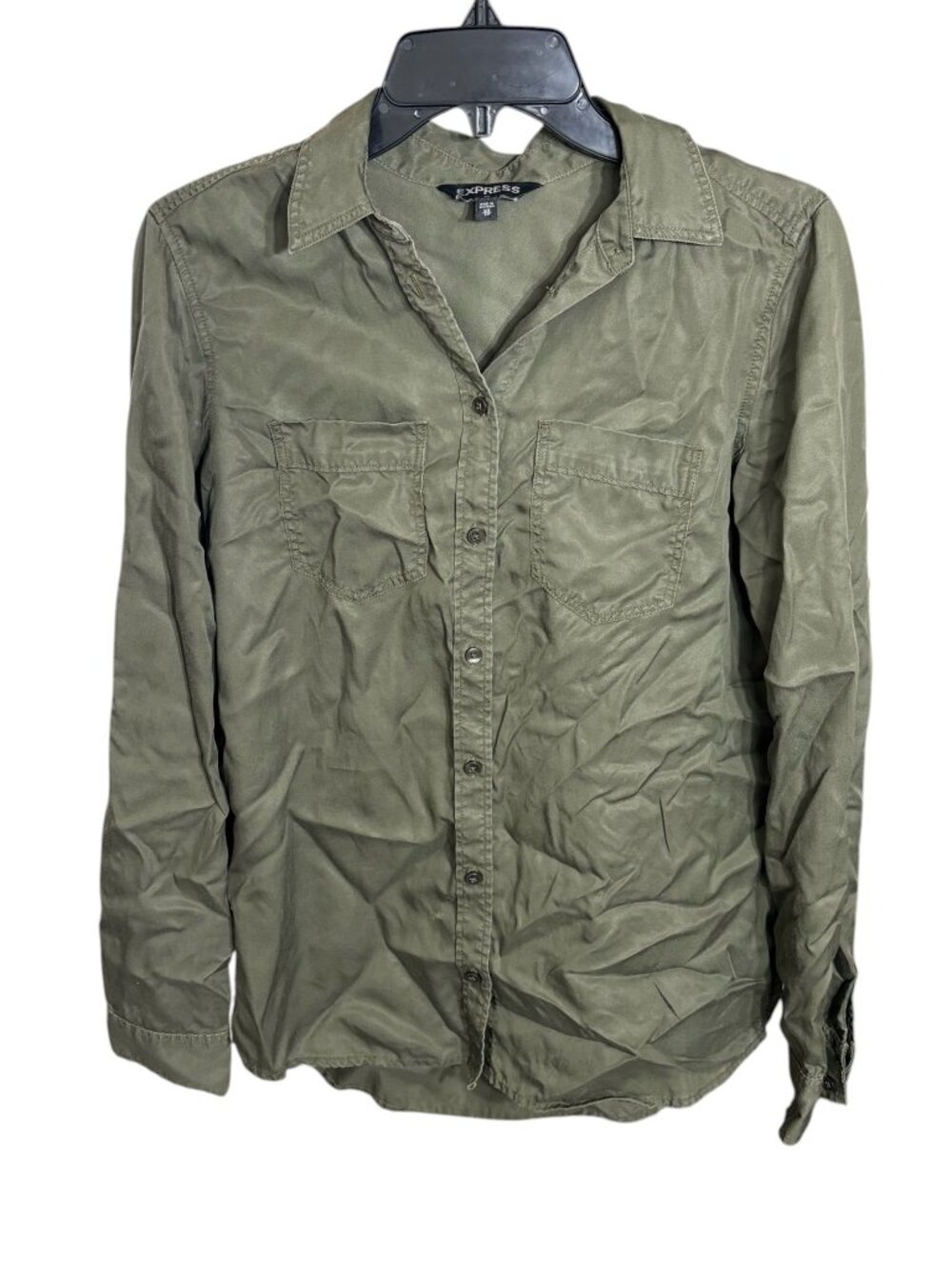 Express Button Down Shirt Olive Green Size XS